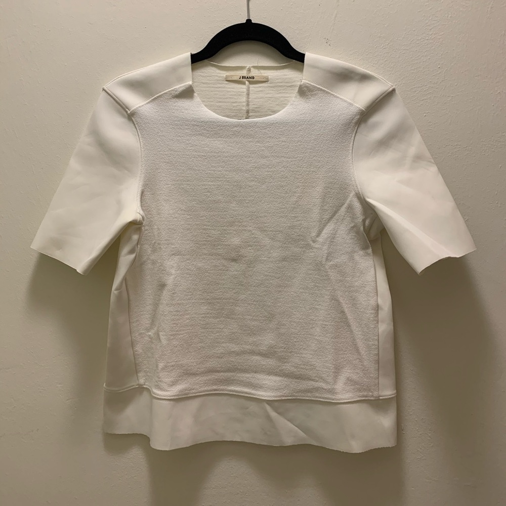 J Brand White Neoprene/Cotton Top One Size